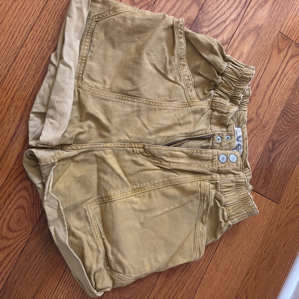 Free People High Waist Utility Shorts in Mustard
